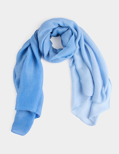 Estola plisada metalizada azul mujer