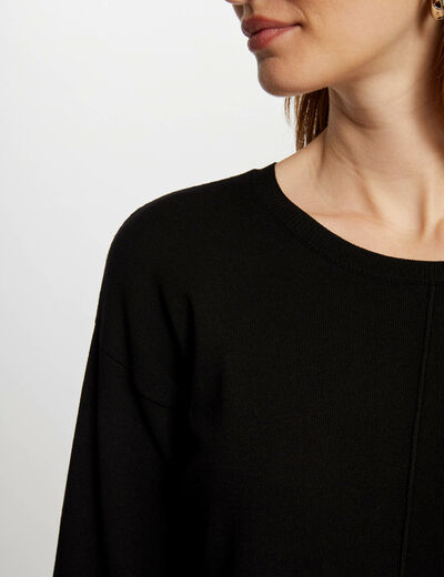 Vestido punto corto recto negro mujer