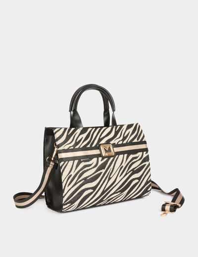 Bolso shopper estampado marfil mujer