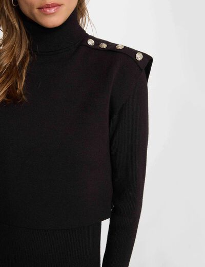 Vestido de punto con cuello alto negro mujer
