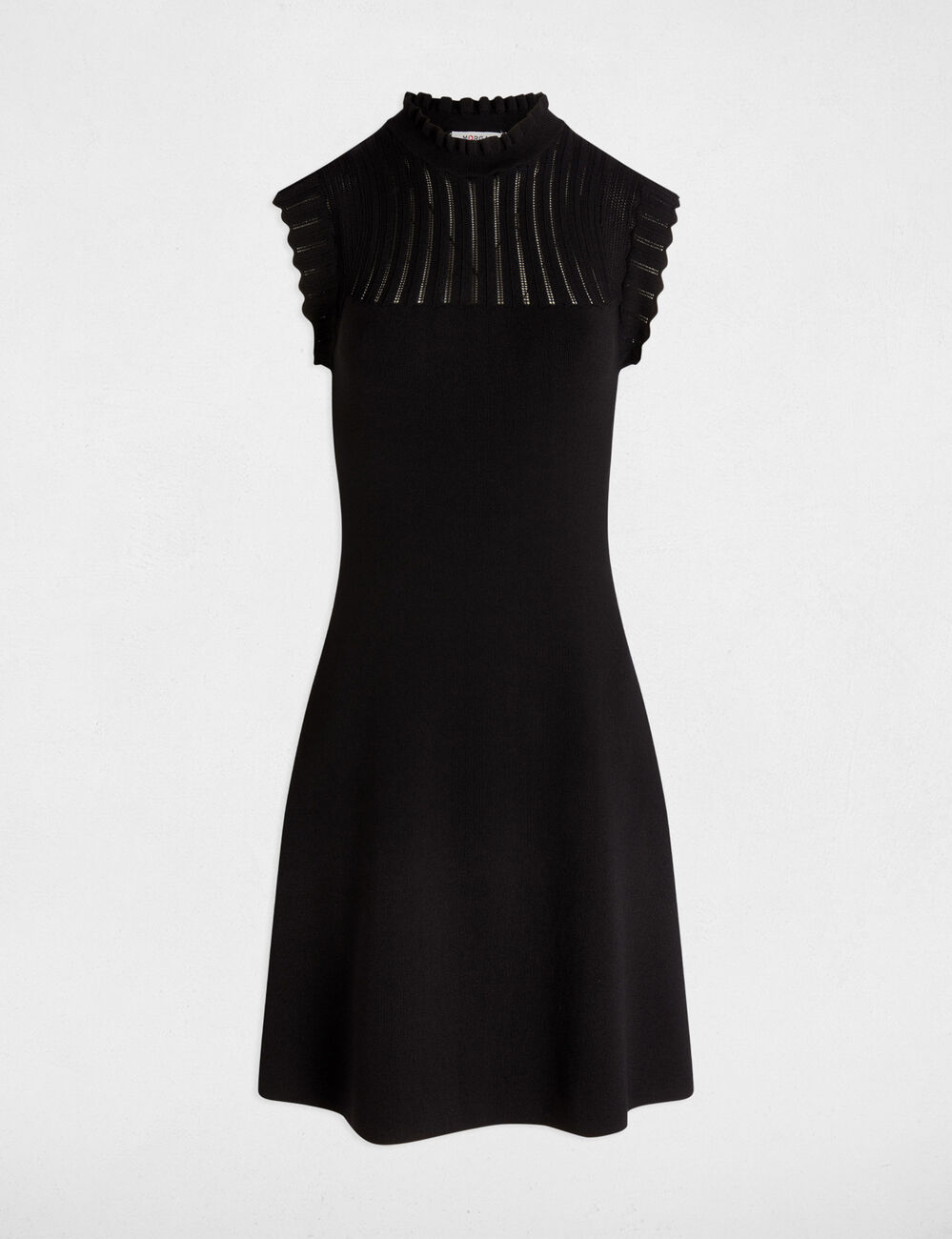 Vestido punto corto evasé negro mujer