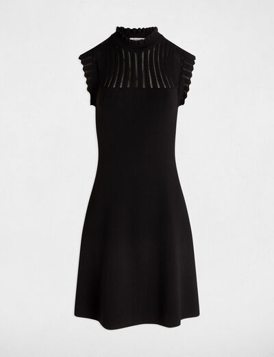 Vestido punto corto evasé negro mujer