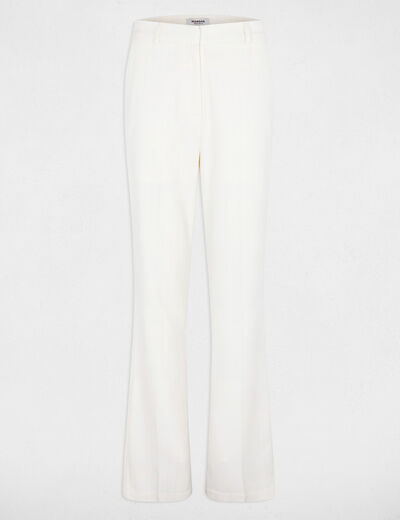 Pantal&oacute;n ancho de rayas finas blanco mujer