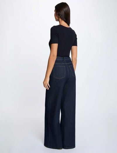 Jersey ajustado con cuello en V azul marino mujer