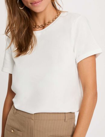 Camiseta de manga corta blanco mujer