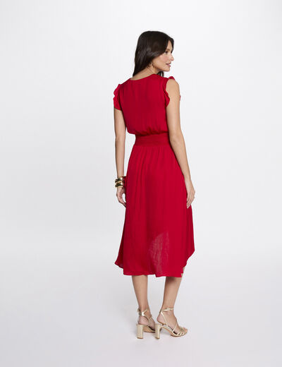 Vestido recto holgado sin mangas rojo mujer