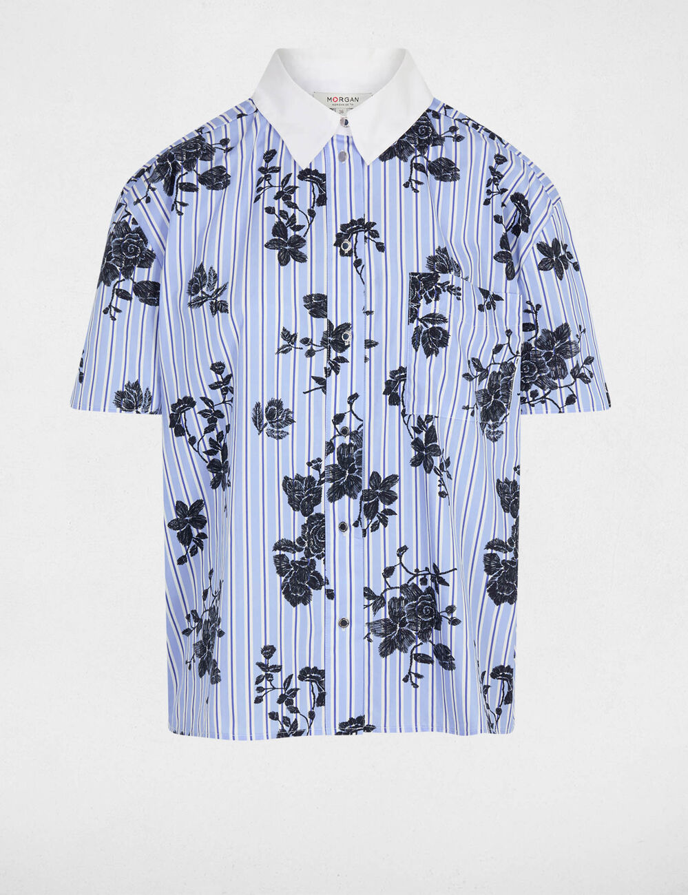 Camisa con cuello contrastado multicolor mujer