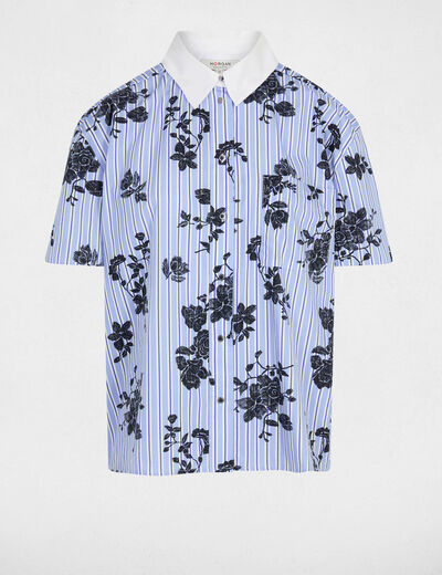 Camisa con cuello contrastado multicolor mujer