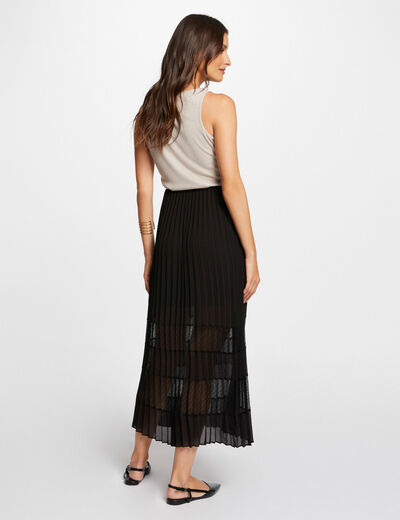 Falda midi evasé plisada negro mujer