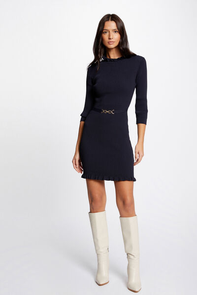 Vestido de punto ajustado con adorno marino mujer