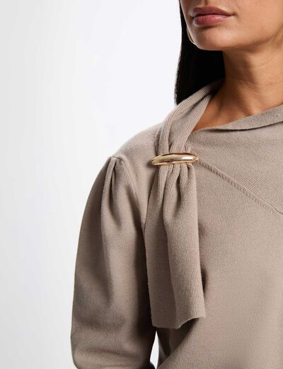 Jersey cuello alto mangas abullonadas topo mujer