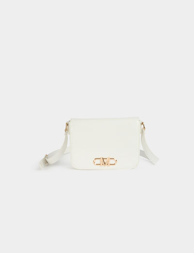 Bolso bandolera efecto cocodrilo marfil mujer