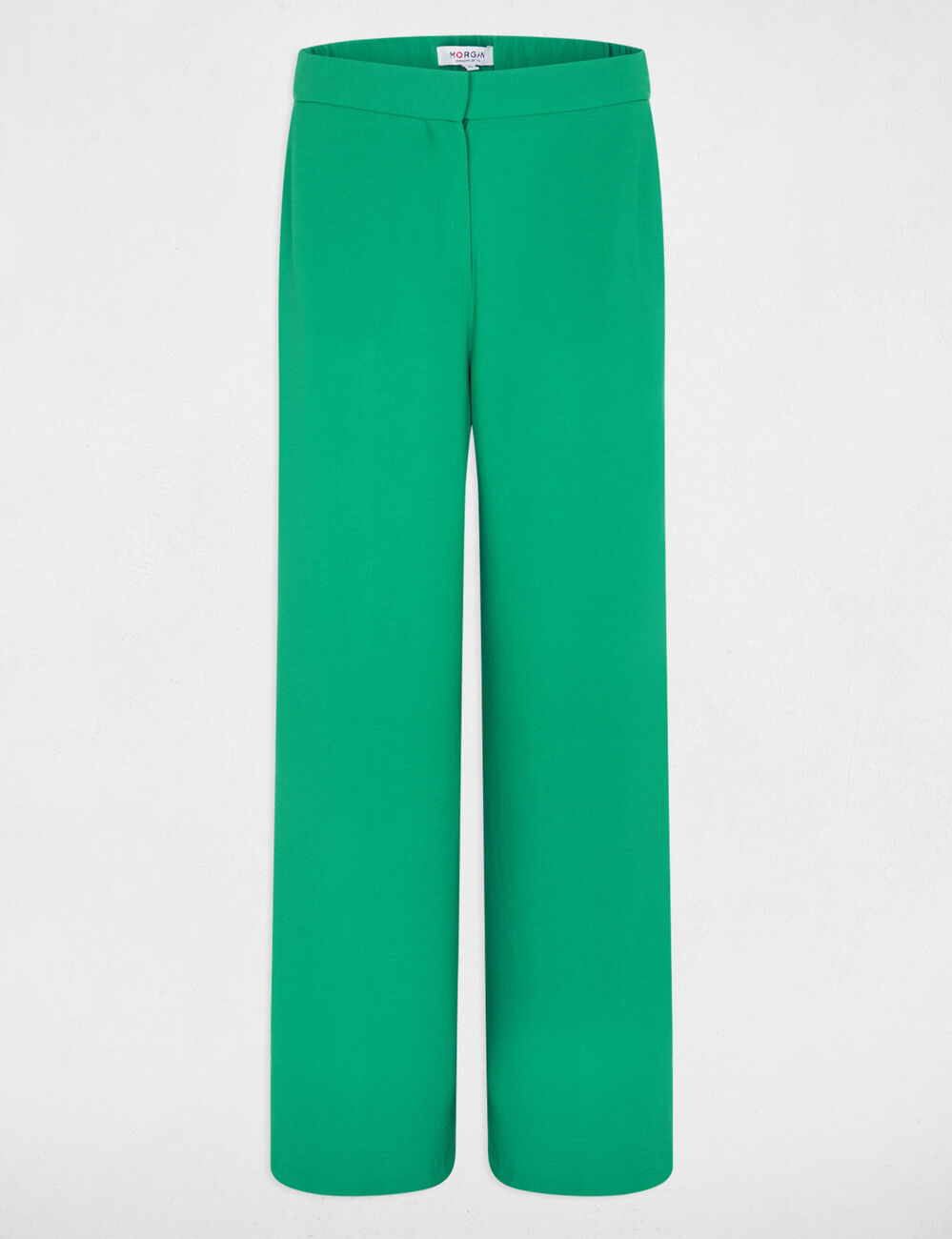 Pantal&oacute;n ancho y fluido verde pradera mujer