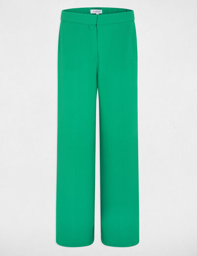 Pantal&oacute;n ancho y fluido verde pradera mujer