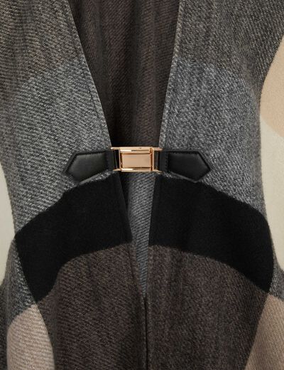 Poncho con cuello abierto multicolor mujer