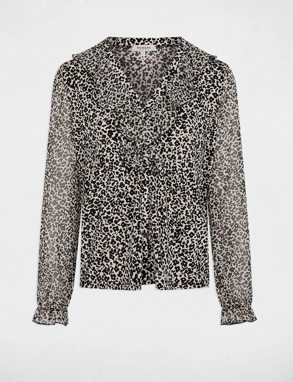 Blusa de gasa con cuello en v blanco mujer