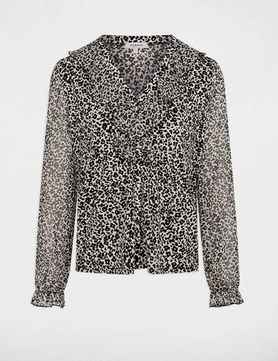 Blusa de gasa con cuello en v blanco mujer