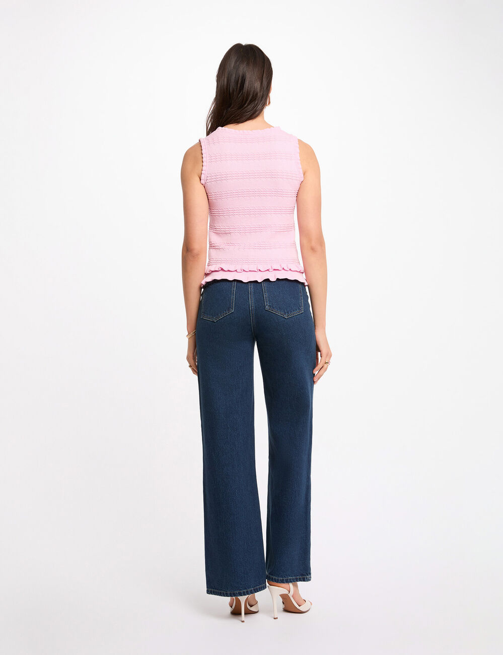 Jersey sin mangas ajustado rosa mujer