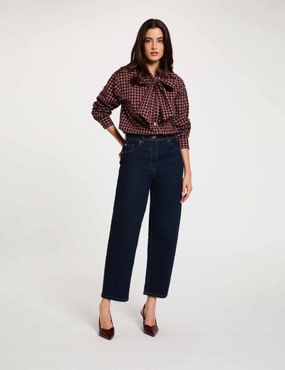 Vaqueros rectos de tiro alto denim crudo mujer