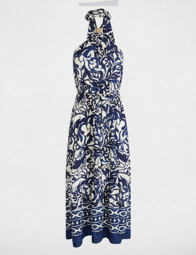 Vestido largo recto estampado multicolor mujer