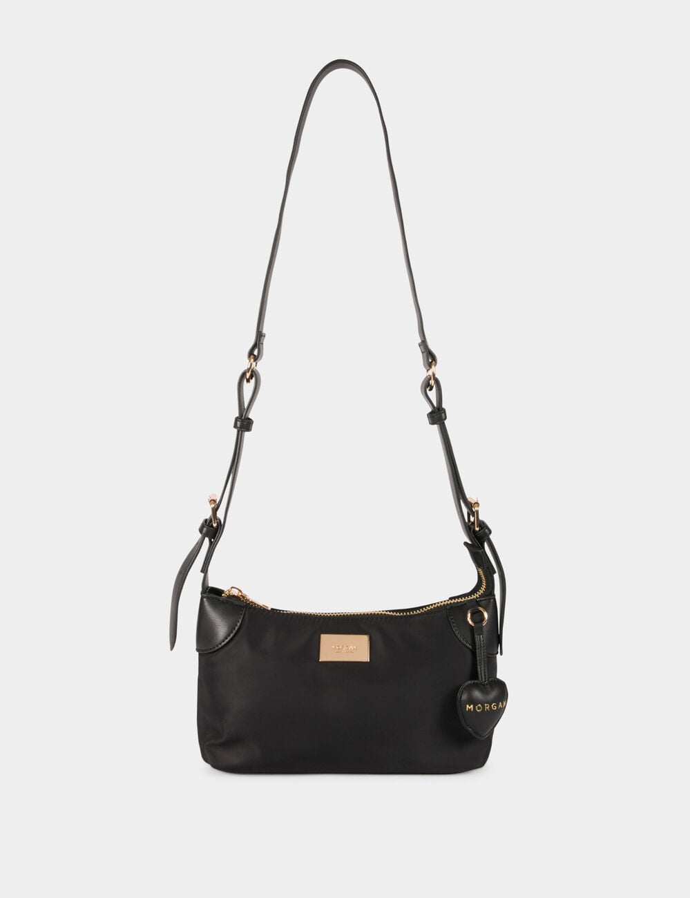Bolso nylon polipiel negro mujer