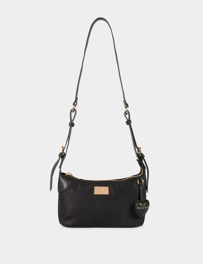 Bolso nylon polipiel negro mujer