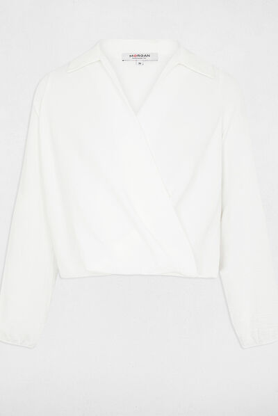 Blusa manga larga crudo mujer