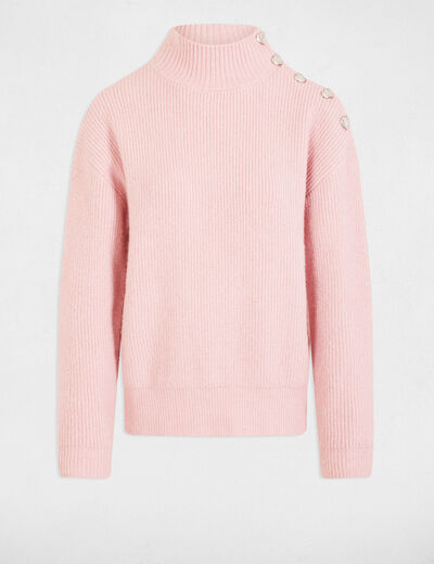 Jersey manga larga con botones rosa claro mujer
