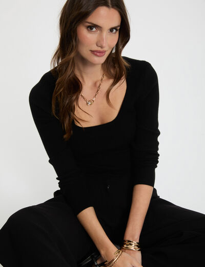Jersey manga larga negro mujer