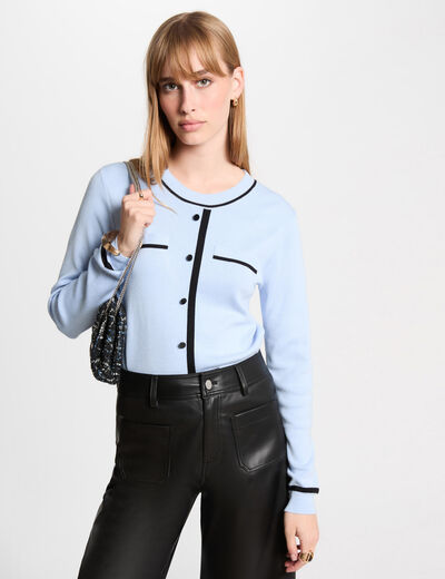 Jersey cuello redondo azul cielo mujer
