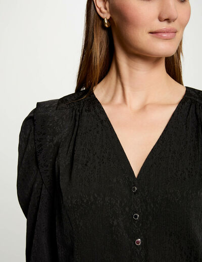 Camisa manga 3/4 negro mujer