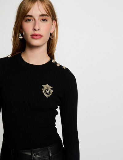 Jersey cuello redondo negro mujer