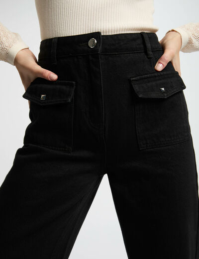 Vaquero de pernera ancha negro mujer