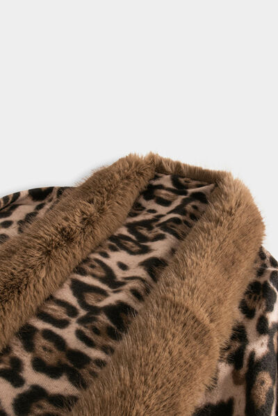 Poncho estampado de leopardo marrón mujer