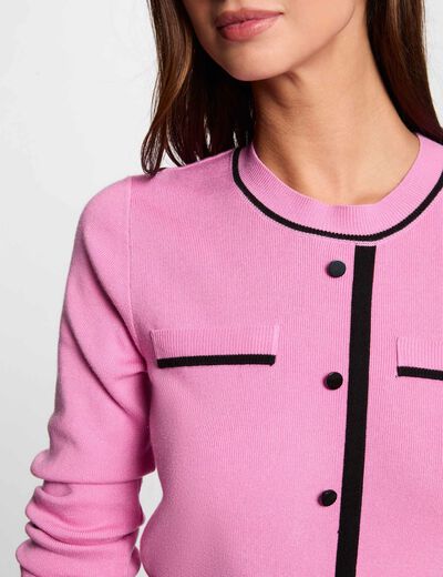 Jersey cuello redondo rosa mujer