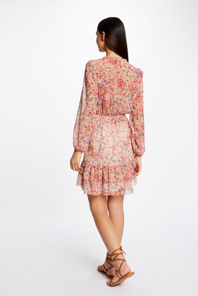 Vestido acampanado con estampado floral multicolor mujer