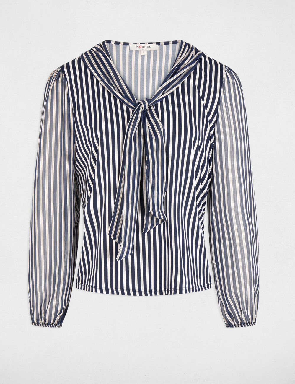 Camiseta con cuello lazada blanco mujer
