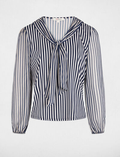 Camiseta con cuello lazada blanco mujer