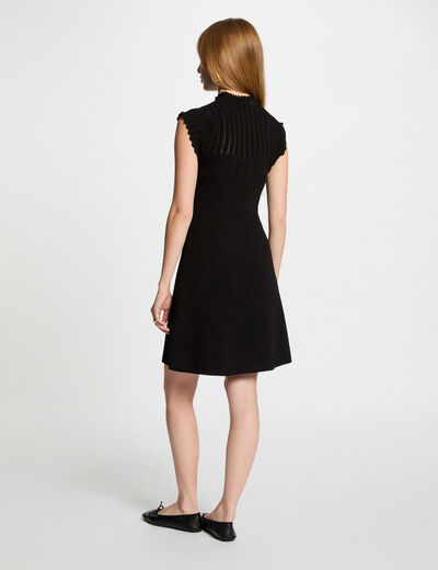 Vestido punto corto evasé negro mujer