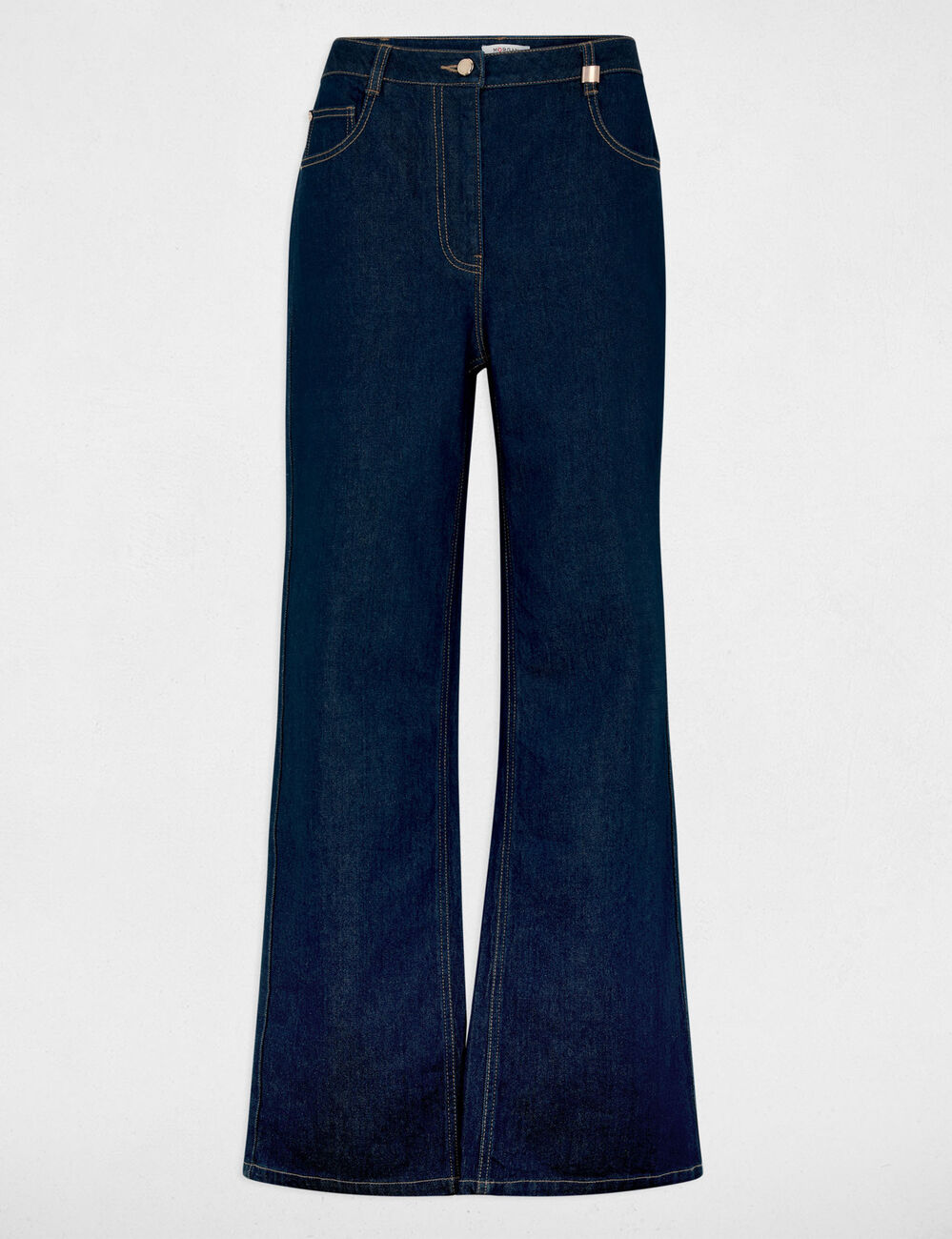 Vaquero ancho de tiro alto denim crudo mujer