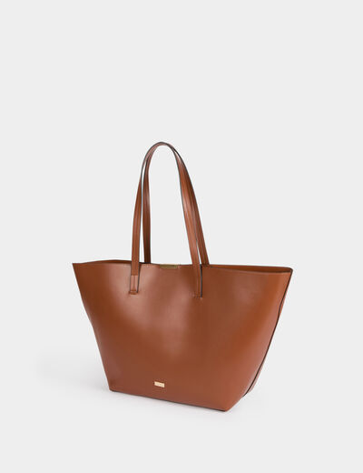 Bolso shopper de trapecio cámel mujer