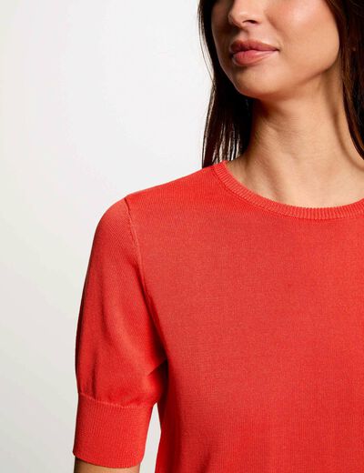 Jersey manga corta naranja oscuro mujer