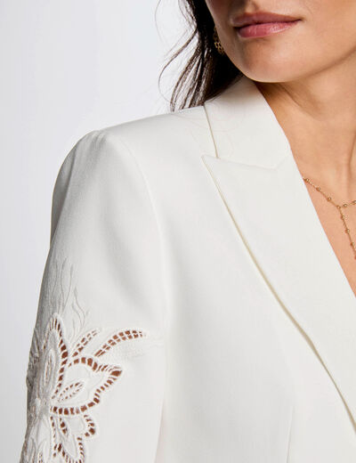 Americana manga encaje blanco mujer