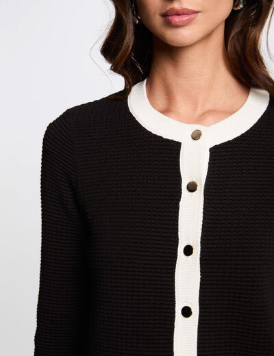 Cárdigan cuello redondo negro mujer