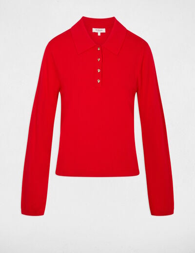 Jersey con cuello vuelto rojo mujer
