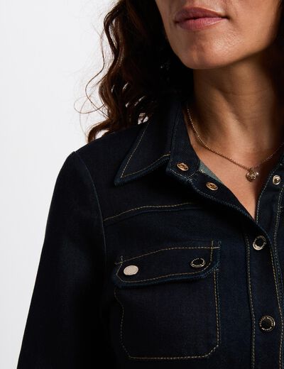 Vestido midi abotonado denim crudo mujer
