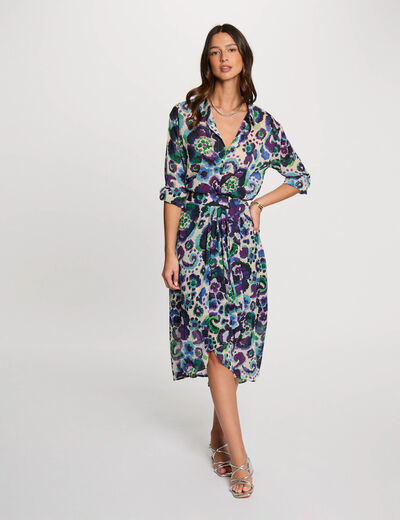 Falda holgada estampada multicolor mujer