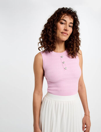 Top punto sin mangas rosa pastel mujer
