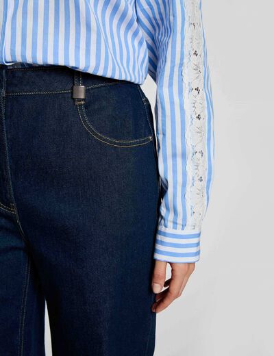 Vaquero ancho de tiro alto denim crudo mujer