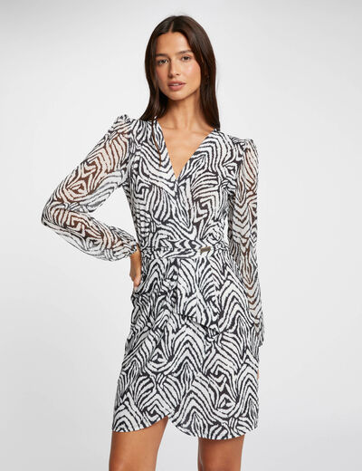 Vestido cruzado estampado multico mujer